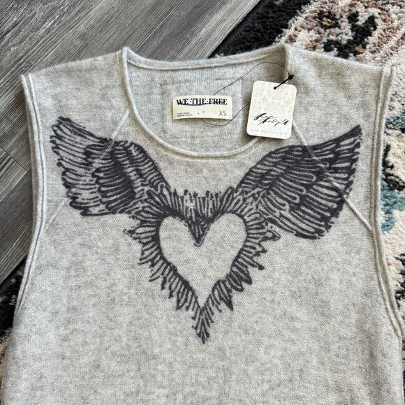 Free People We The Free Cashmere Muscle Sweater Graphite Lover Combo - Picture 3 of 7